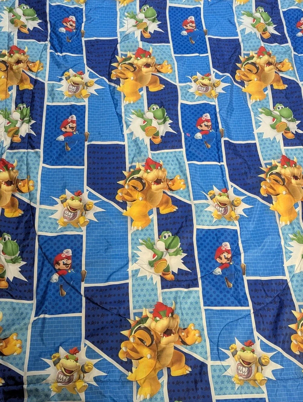 Super Mario Blue Comforter with Red Accents - Licensed Character Bedding